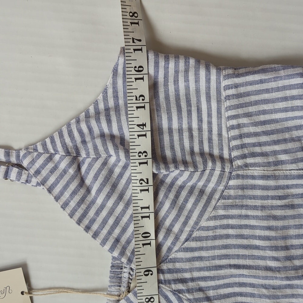 NWT Universal Thread Stripe Linen Rayon Cropped Top MEDIUM Blue White - Picture 13 of 15